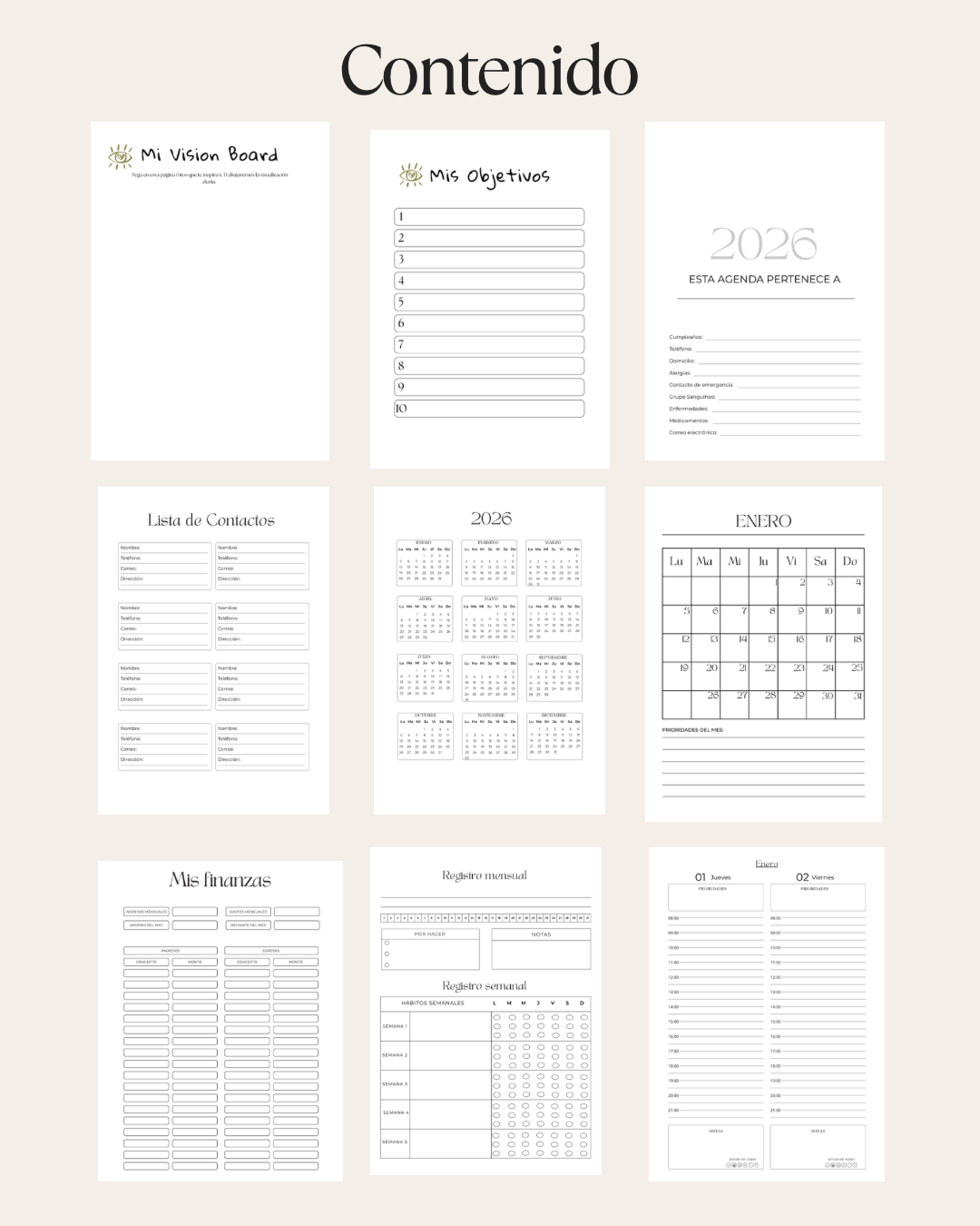 Agenda 2026 Personalizada- piel sintética